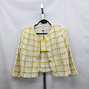 Cabi Coco Jacket Yellow Tailored Plaid Tweed Blazer – Size M