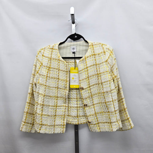 Cabi Coco Jacket Yellow Tailored Plaid Tweed Blazer – Size M