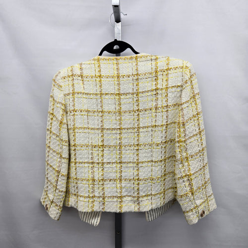 Cabi Coco Jacket Yellow Tailored Plaid Tweed Blazer – Size M