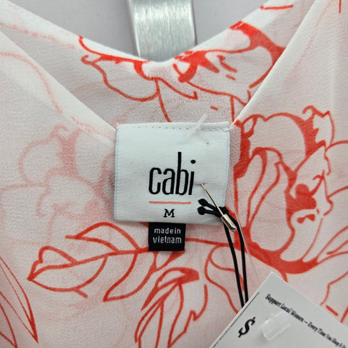Cabi Stencil Top White & Orange Floral Sleeveless– Size M