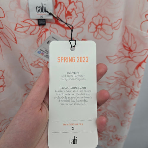Cabi Stencil Top White & Orange Floral Sleeveless– Size M