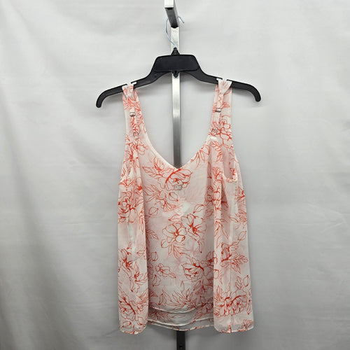 Cabi Stencil Top White & Orange Floral Sleeveless– Size M