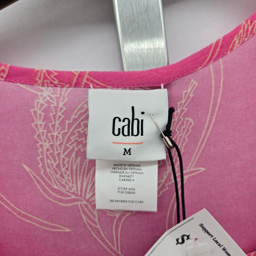 Cabi Corsage Top Hot Pink Floral Sleeveless Sheer Top – Size M