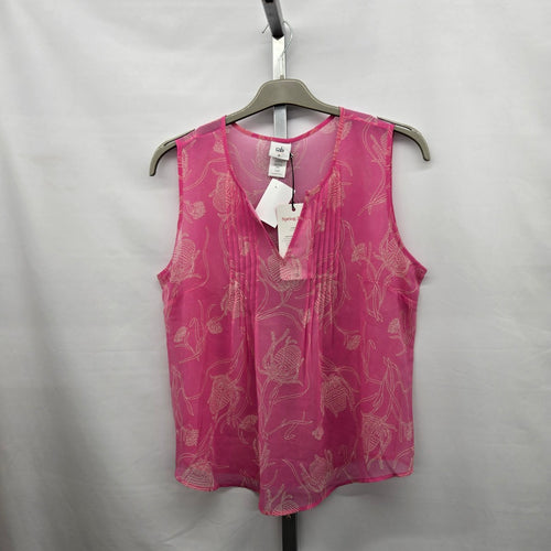 Cabi Corsage Top Hot Pink Floral Sleeveless Sheer Top – Size M
