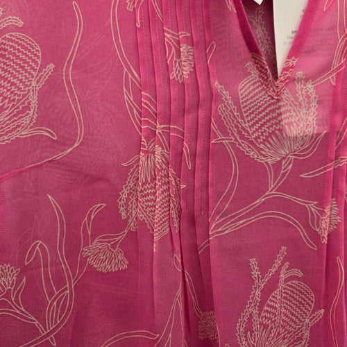 Cabi Corsage Top Hot Pink Floral Sleeveless Sheer Top – Size M