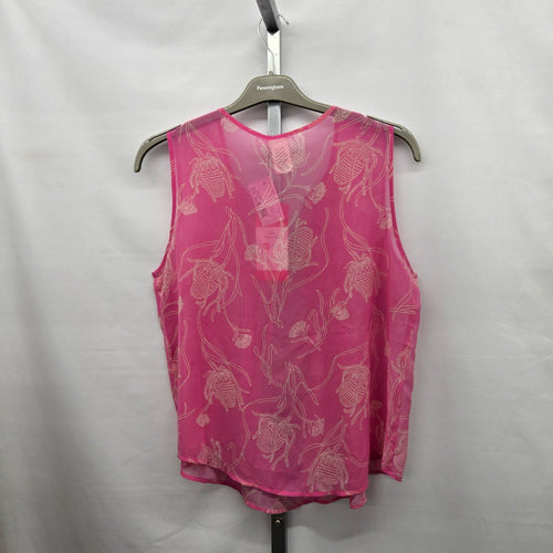 Cabi Corsage Top Hot Pink Floral Sleeveless Sheer Top – Size M