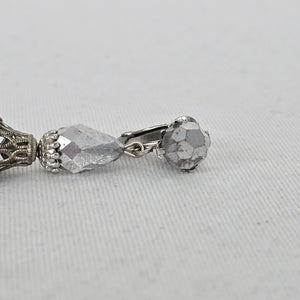 Signed Sherman Crystal Fringe Clip Earrings — Vintage Montreal Costume Jewelry