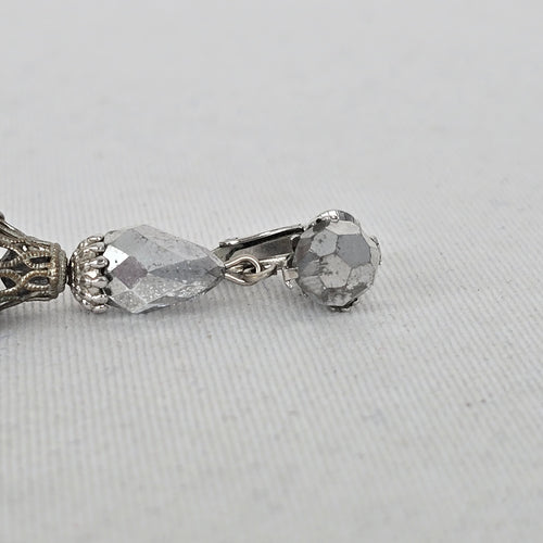 Signed Sherman Crystal Fringe Clip Earrings — Vintage Montreal Costume Jewelry