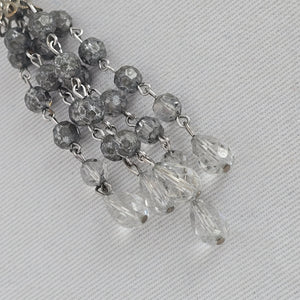 Signed Sherman Crystal Fringe Clip Earrings — Vintage Montreal Costume Jewelry