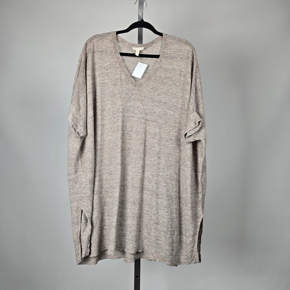 Eileen Fisher Organic Linen Dolman Sleeve Tunic Top Gray – Size L/XL
