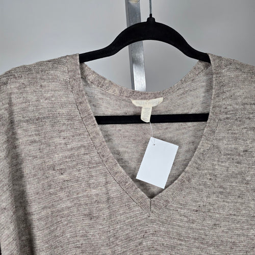 Eileen Fisher Organic Linen Dolman Sleeve Tunic Top Gray – Size L/XL