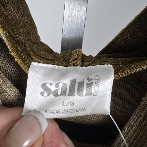 Salti Road Mixed Media Hooded Jacket Olive Tan – Size L
