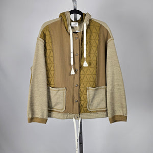 Salti Road Mixed Media Hooded Jacket Olive Tan – Size L