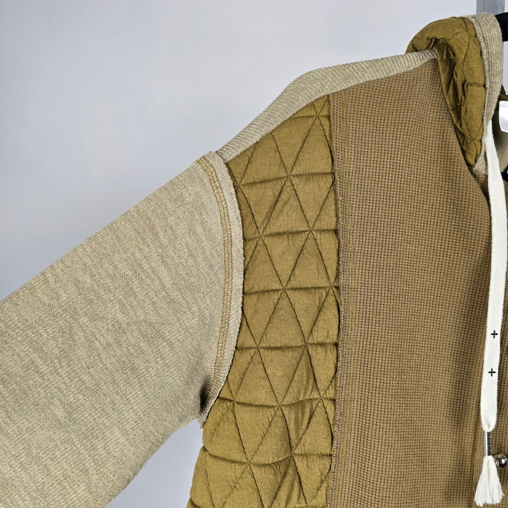Salti Road Mixed Media Hooded Jacket Olive Tan – Size L