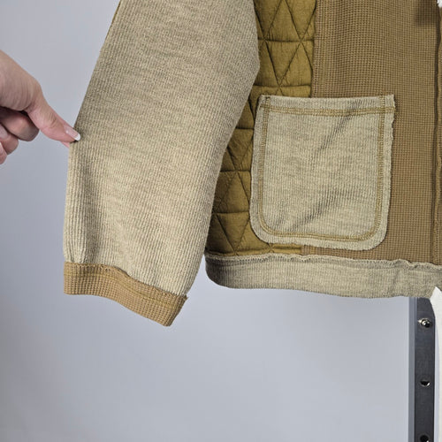 Salti Road Mixed Media Hooded Jacket Olive Tan – Size L
