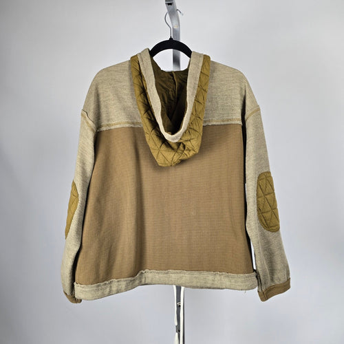 Salti Road Mixed Media Hooded Jacket Olive Tan – Size L