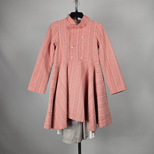 Handmade Pink Textured Double-Breasted Fit & Flare Coat – Size XS