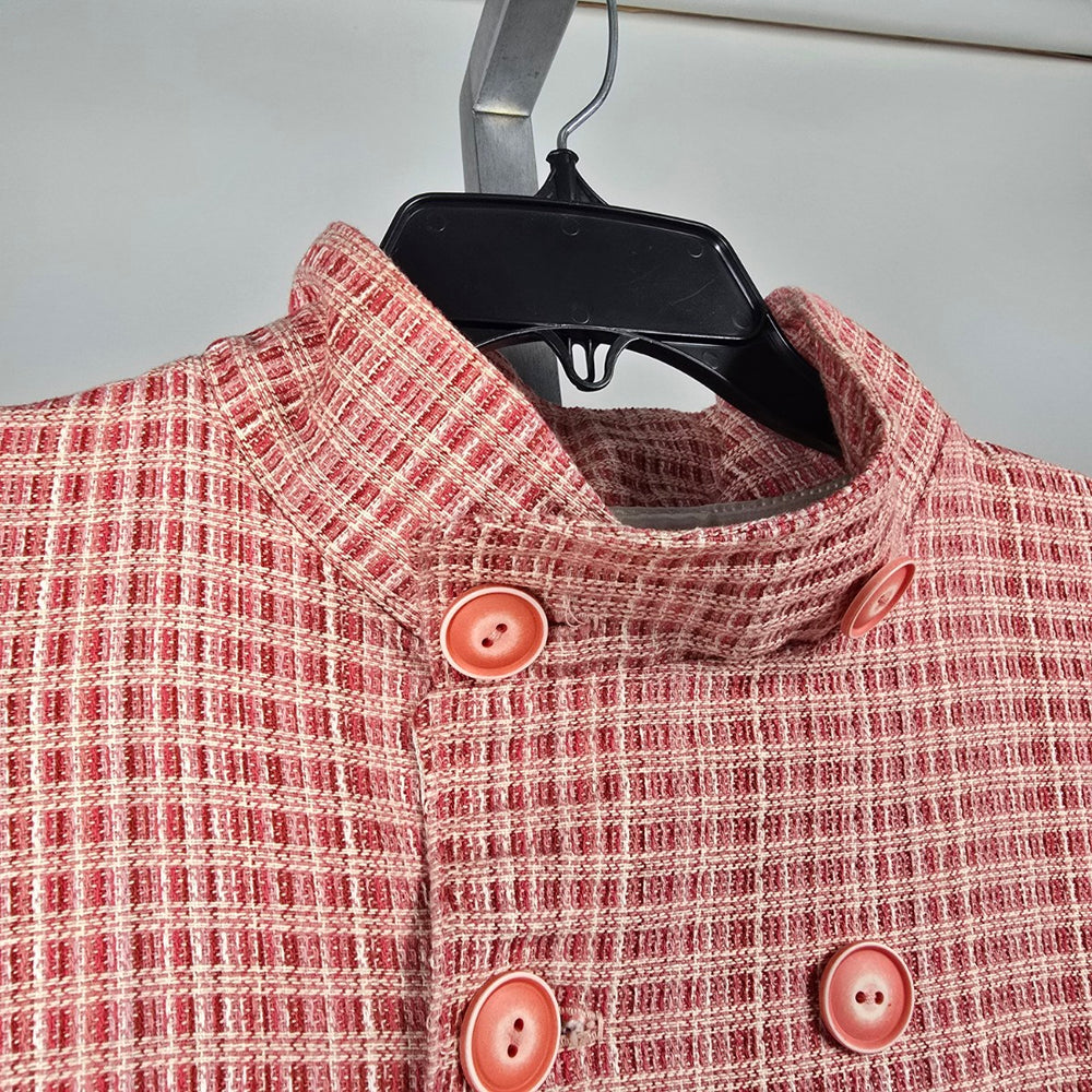 Handmade Pink Textured Double-Breasted Fit & Flare Coat – Size XS