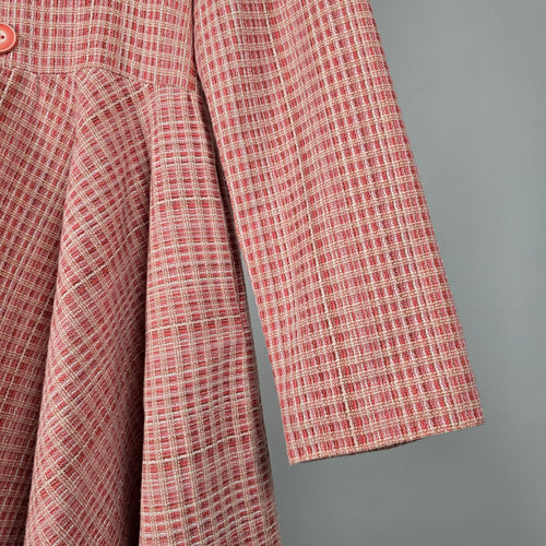 Handmade Pink Textured Double-Breasted Fit & Flare Coat – Size XS