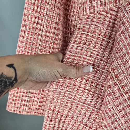 Handmade Pink Textured Double-Breasted Fit & Flare Coat – Size XS