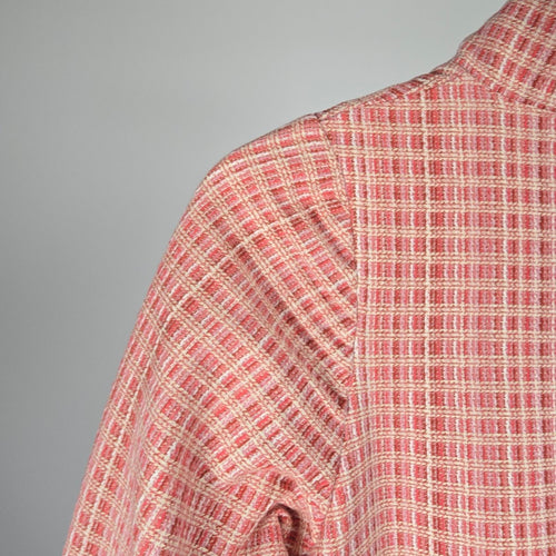 Handmade Pink Textured Double-Breasted Fit & Flare Coat – Size XS