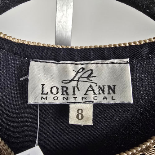 Vintage Lori Ann Montreal Black Gold Trim Longline Jacket – Size 8
