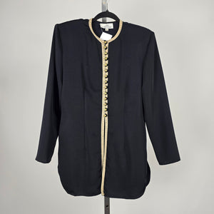 Vintage Lori Ann Montreal Black Gold Trim Longline Jacket – Size 8
