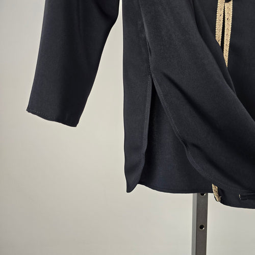 Vintage Lori Ann Montreal Black Gold Trim Longline Jacket – Size 8
