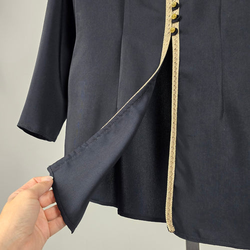 Vintage Lori Ann Montreal Black Gold Trim Longline Jacket – Size 8
