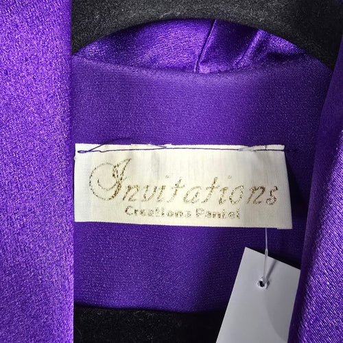 Vintage Invitations Creations Formal Purple Satin Trim Blazer – Size M
