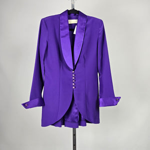 Vintage Invitations Creations Formal Purple Satin Trim Blazer – Size M