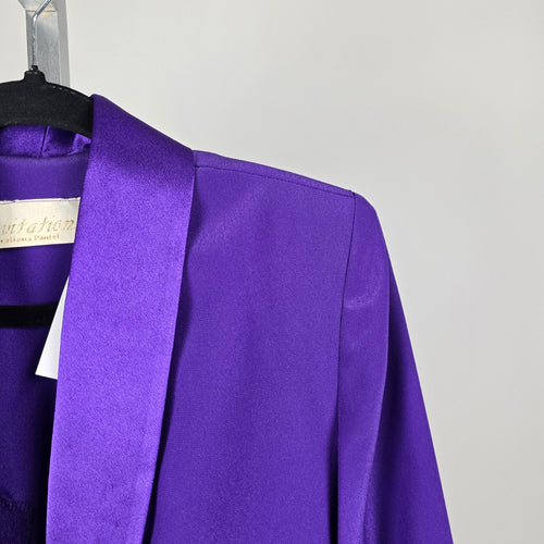Vintage Invitations Creations Formal Purple Satin Trim Blazer – Size M