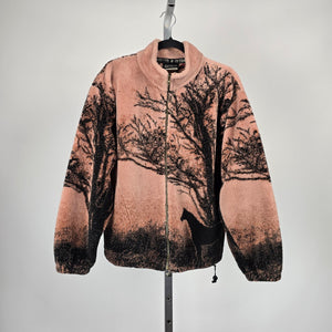 Outback Trading Co. Horse & Forest Fleece Zip Jacket Pink Black – Size L/XL
