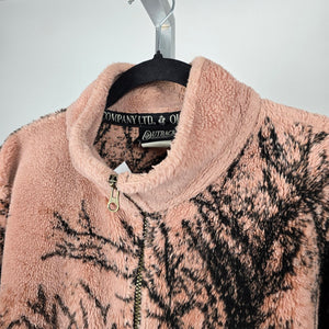 Outback Trading Co. Horse & Forest Fleece Zip Jacket Pink Black – Size L/XL