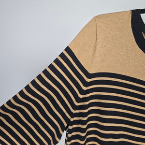 Lands’ End Supima Cotton Striped Cardigan Black Camel – Size 1X