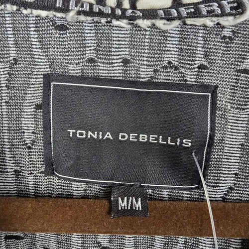 Tonia DeBellis Black Ivory Textured Zip-Front Jacket – Size M