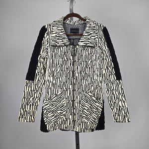 Tonia DeBellis Black Ivory Textured Zip-Front Jacket – Size M