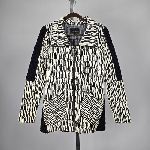 Tonia DeBellis Black Ivory Textured Zip-Front Jacket – Size M