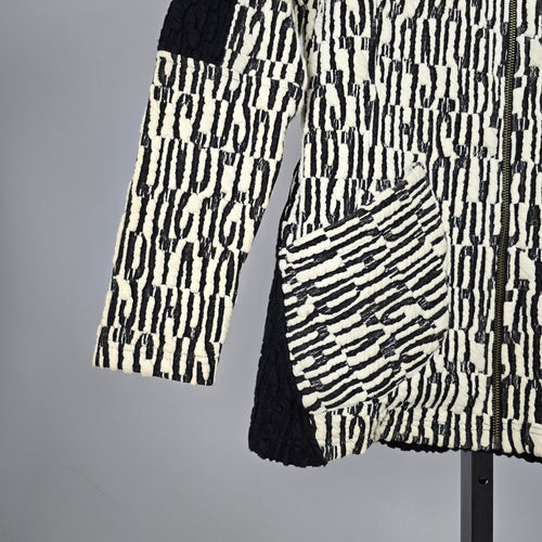 Tonia DeBellis Black Ivory Textured Zip-Front Jacket – Size M
