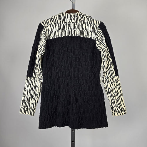 Tonia DeBellis Black Ivory Textured Zip-Front Jacket – Size M