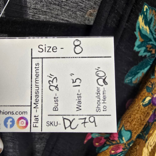 Vintage Carole Little Floral Wrap Front Blouse Black Multicolor – Size 8