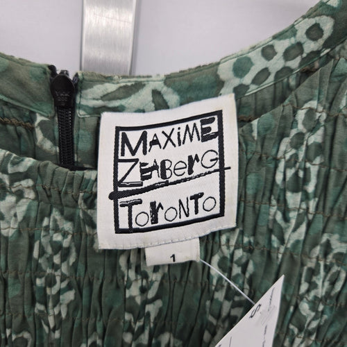 Maxime Green Floral Print Tiered Cotton Mini Dress