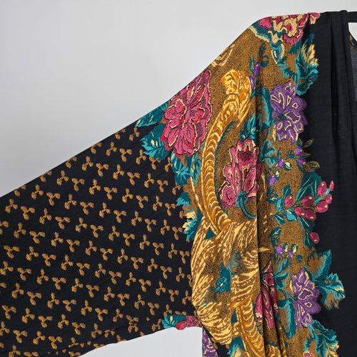 Vintage Carole Little Floral Wrap Front Blouse Black Multicolor – Size 8