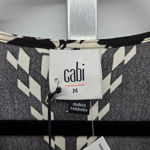 Cabi 6369 X-Factor Wrap Dress Black & White Floral Print Size M