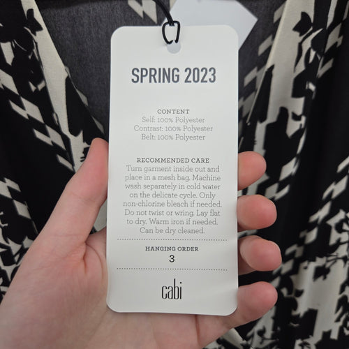 Cabi 6369 X-Factor Wrap Dress Black & White Floral Print Size M