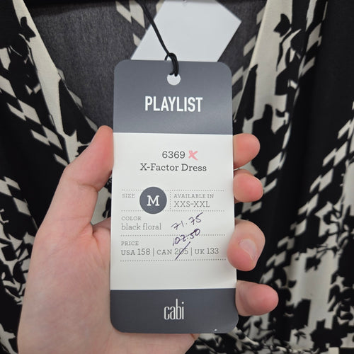 Cabi 6369 X-Factor Wrap Dress Black & White Floral Print Size M