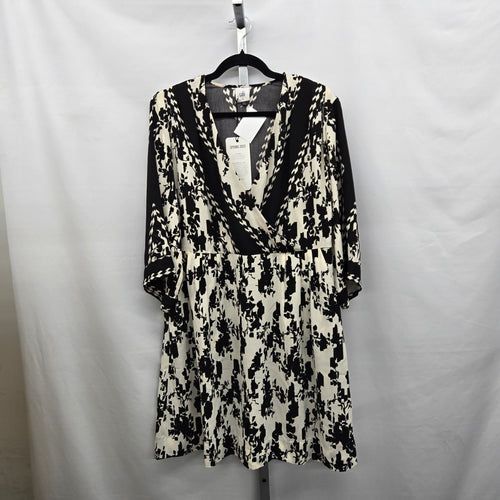 Cabi 6369 X-Factor Wrap Dress Black & White Floral Print Size M