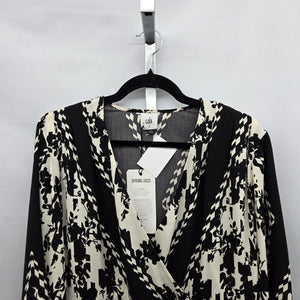 Cabi 6369 X-Factor Wrap Dress Black & White Floral Print Size M
