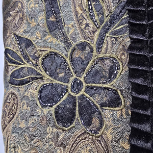 Allure Floral Paisley Jacquard Velvet Trim Jacket Olive Black – Size M