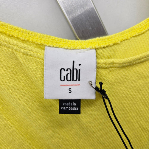 Cabi Radiant Citron Ribbed Asymmetrical Tank Top Size S
